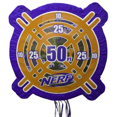 Nerf Shaped Drum Pull String Piñata 20" | Nerf Birthday Party Decoration