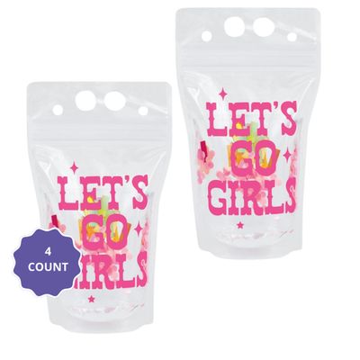 Disco Country “Let’s Go Girls” Confetti 15 oz Drink Pouches with Straw, 4ct