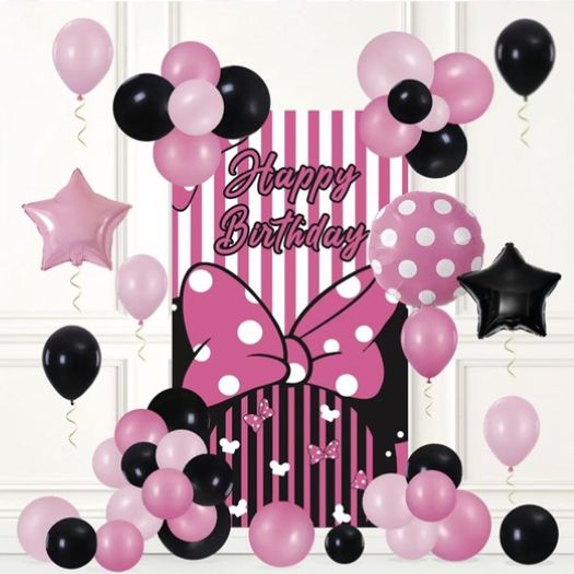Minnie Happy Birthday Balloon Set 48pc with Backdrop &amp; Balloons