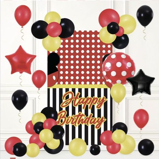 Mickey Happy Birthday Balloon Set 48pc with Backdrop &amp; Balloons