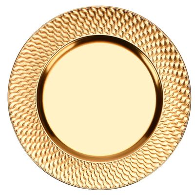 13 Inch Gold Charger Plate with Embossed Wave Rim
