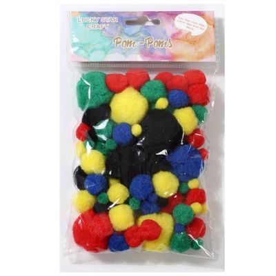 Primary Color Assorted Pom-Poms Jumbo Pack, 90 Pieces