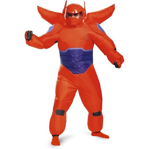 Men's Baymax Inflatable Adult Costume – XL (42–46), Jumpsuit with Wings, Gloves, Helmet &amp; Fan, Size: XL(42-46)