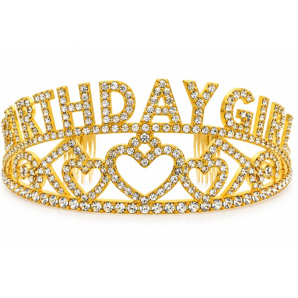 Birthday Girl Rhinestone Tiara – Gold