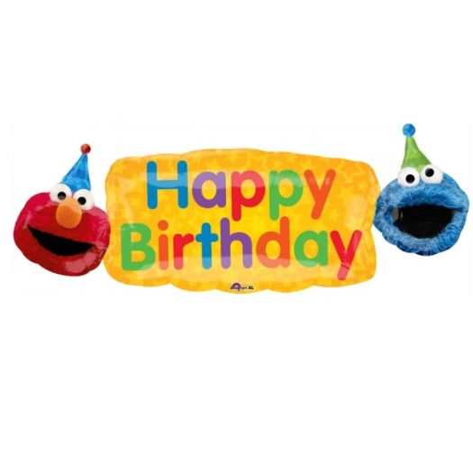 Elmo &amp; Cookie Monster Happy Birthday Banner SuperShape Foil Balloon – 42"