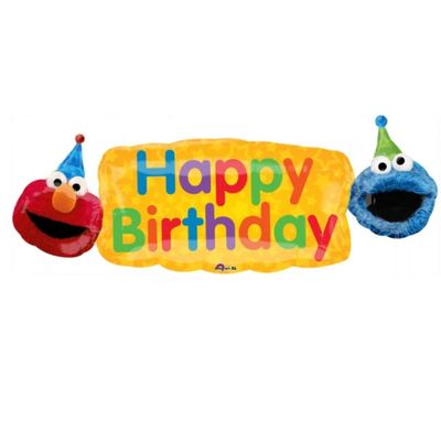 Elmo & Cookie Monster Happy Birthday Banner SuperShape Foil Balloon – 42" Elmo & Cookie Monster Happy Birthday Banner SuperShape Foil Balloon – 42"