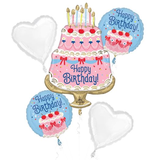 Cherries on Top Happy Birthday Balloon Bouquet – 5 Piece