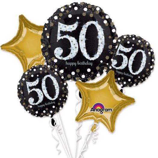 Sparkling 50th Birthday Balloon Bouquet – 5 Piece