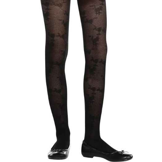 Girls’ Child Black Lace Tights – 1 Pair, S/M, Size: Small/Medium