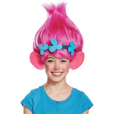 Poppy Trolls Child Wig with Floral Headband &amp; Ears – One Size, 1 Set