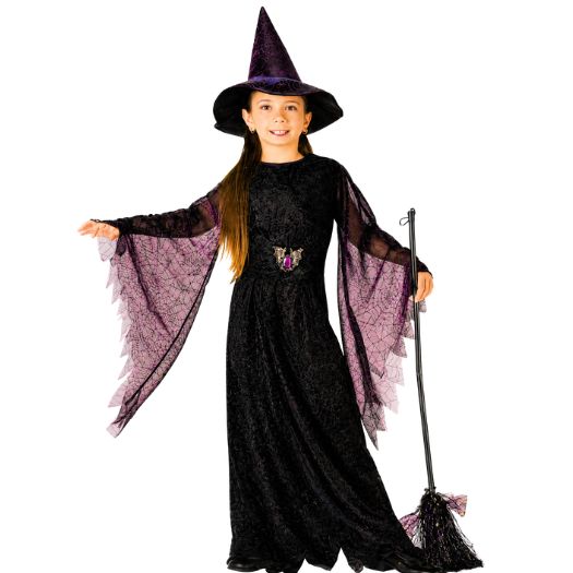 Girls’ Mystical Witch Costume – Hat, Belt &amp; Dress, Size: L(12-14)