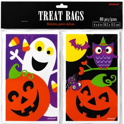 Halloween Treat Bags – 80 Count, 4" x 6", Assorted Designs
