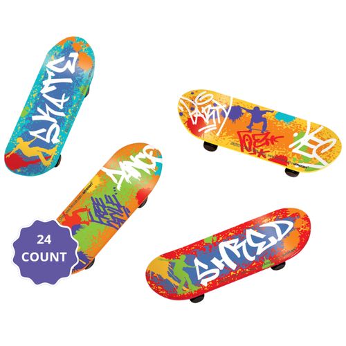 Skateboard Mega Value Pack Party Favors – 24 Pieces (3" x 1")