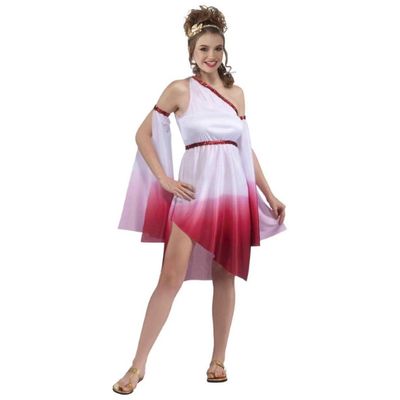 Women's Teen Venus Roman Goddess Costume – White &amp; Red (fits up to size 9)