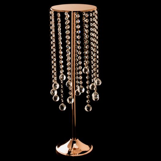 Crystal Beaded Metal Pedestal Stand – 27¼", Gold or Silver, Color: Gold