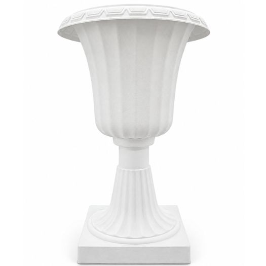 White Decorative Planter Urn – 19.5" H x 12" W, 2-Piece