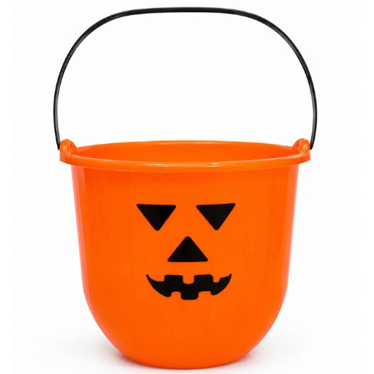 Orange Jack-O’-Lantern Halloween Treat Bucket – 6" H x 8" Dia