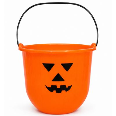 Orange Jack-O’-Lantern Halloween Treat Bucket – 6" H x 8" Dia