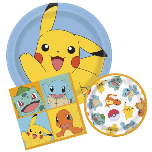 Pokémon Party Tableware Bundle – 24 Dinner Plates, 24 Dessert Plates &amp; 48 Lunch Napkins