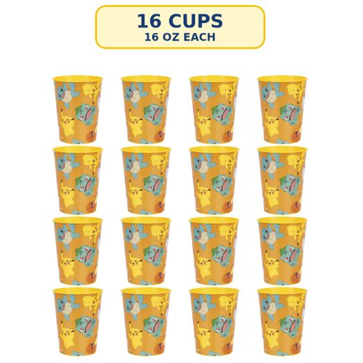 Pokémon 16 oz Plastic Stadium Favor Cups – 16 Count