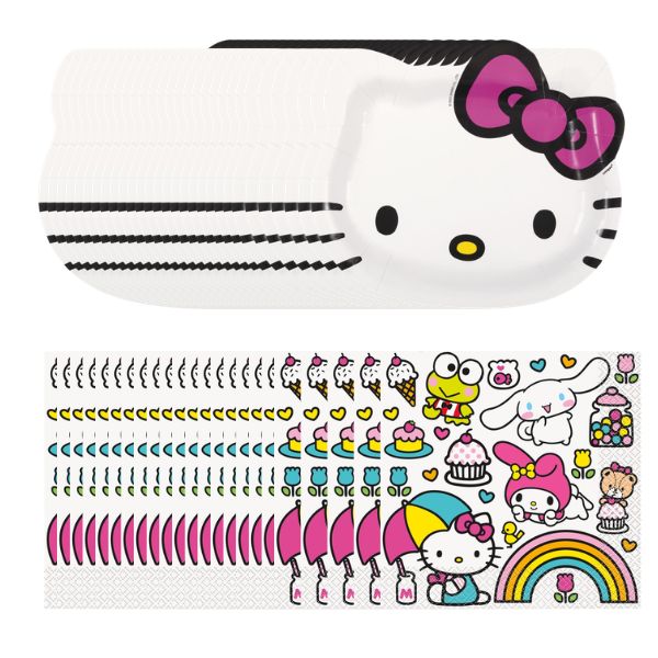 Hello Kitty Shaped Plates and Lunch Napkins Bundle – 64 Pieces