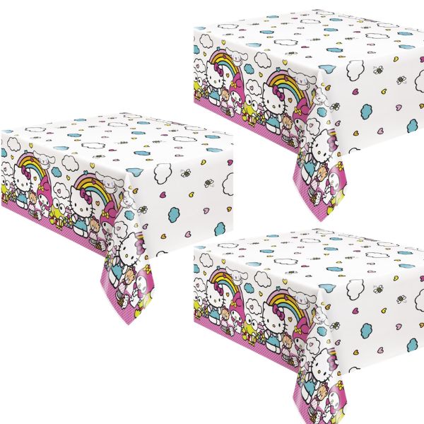 Hello Kitty &amp; Friends Rectangular Plastic Table Covers, 54" × 84" – 3 Pack
