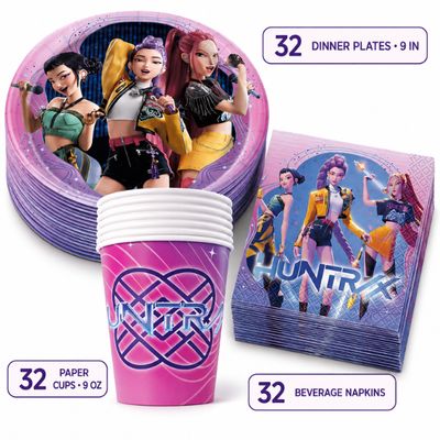 K-Pop Demon Hunters Party Tableware Bundle – 96 Pieces