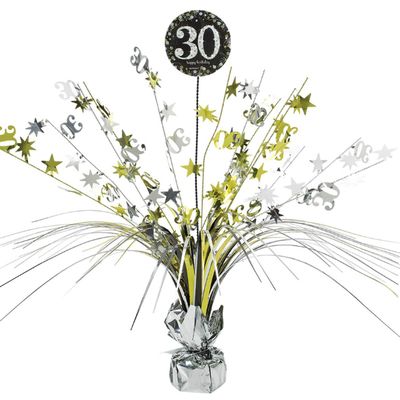 30th Birthday Black, Gold and Silver Party Decoration Bundle