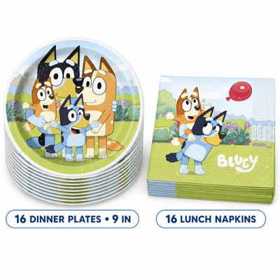 Bluey Dinner Plates and Lunch Napkins Bundle – 32 Pieces