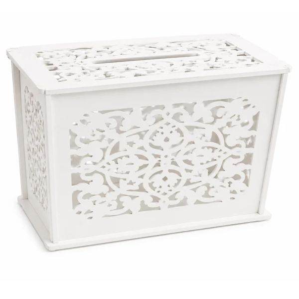 White PVC Wedding Money &amp; Card Box – 12.5" x 7.5" x 8"