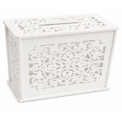 White PVC Wedding Money &amp; Card Box – 12.5" x 7.5" x 8"