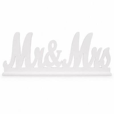 Mr. &amp; Mrs. Freestanding Wedding Sign – White PVC, 23" W x 8" H
