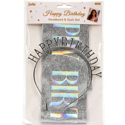 Birthday Headband &amp; Sash Set – 2 Pc