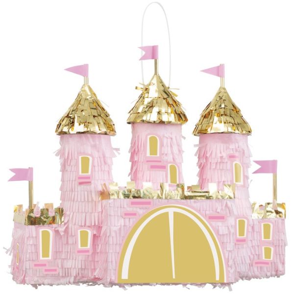 Princess Castle 3D Piñata – Pink &amp; Gold, 16.5" x 7.5" x 13"