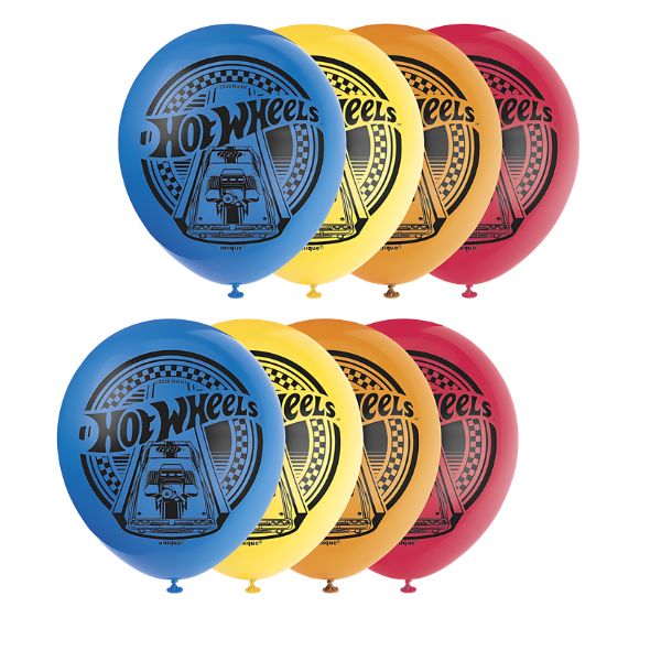 Hot Wheels 12" Latex Balloons – 8 Ct, INFLATION: Un-Filled