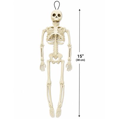 15" Plastic Hanging Skeleton Halloween Decoration – 1 Pc