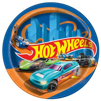Hot Wheels Round 9" Dinner Plates – 8 Ct