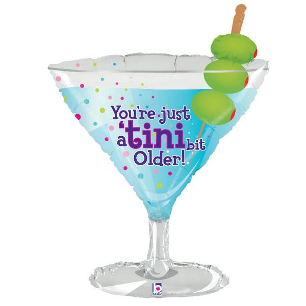 Just a 'Tini Bit Older Martini Glass Birthday Foil Balloon – 35"