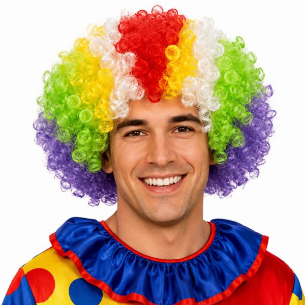 Adult Short Curly Afro Wig – Multicolor, One Size