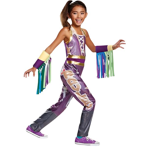 Child Bayley Wrestling Costume – Jumpsuit &amp; Wrist Cuffs, Size: S(4-6)