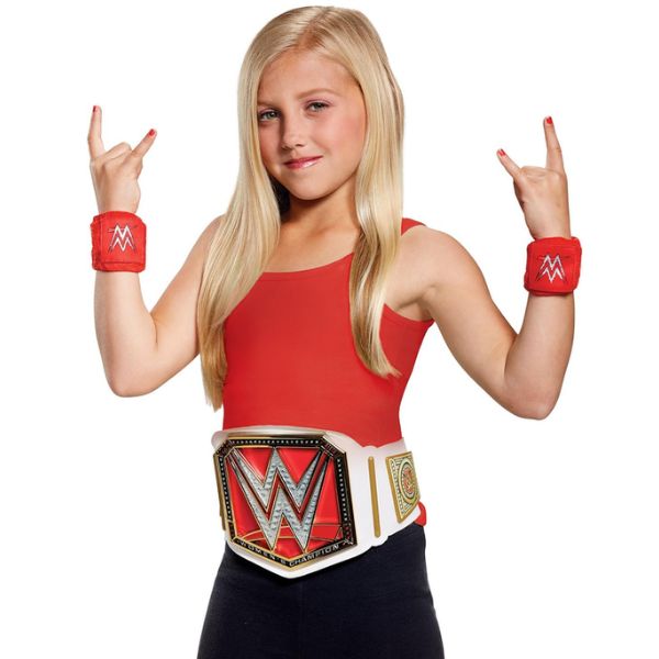 WWE Women’s Championship Belt Child Costume Kit – Belt &amp; Wrist Bands