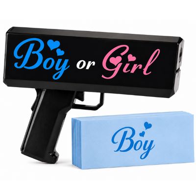 Gender Reveal  Gun with 100 Reveal Bills – Battery Operated