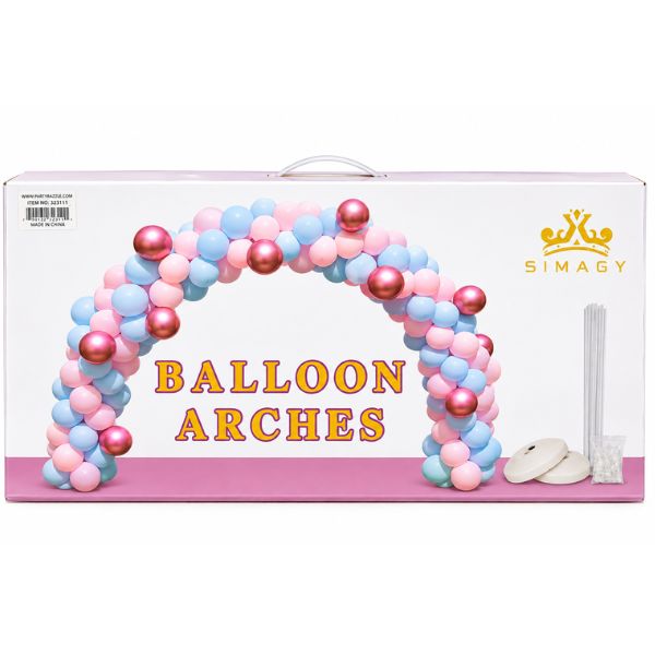 9 Ft x 6.5 Ft Reusable Balloon Arch Stand Kit with Water-Fill Bases