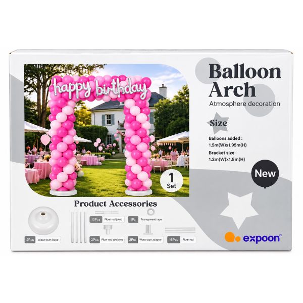 Reusable Balloon Arch Stand Kit with Water-Fill Bases – 1 Set  (3.9ft wide and 6 ft height)