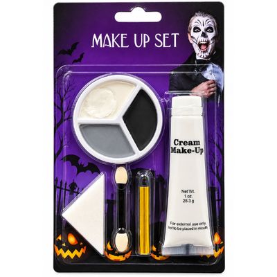 Halloween Skull Face Makeup Set with Cream Makeup &amp; Applicators