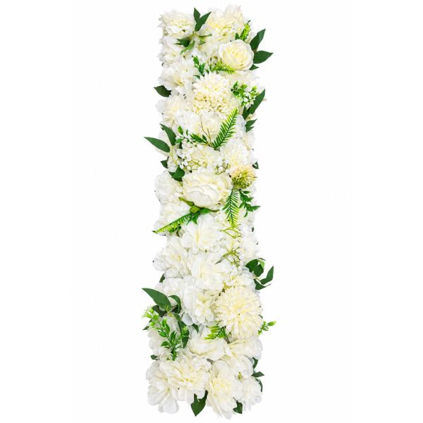 Artificial Flower Panel – Ivory/Cream with Greenery, 9" H x 36" W