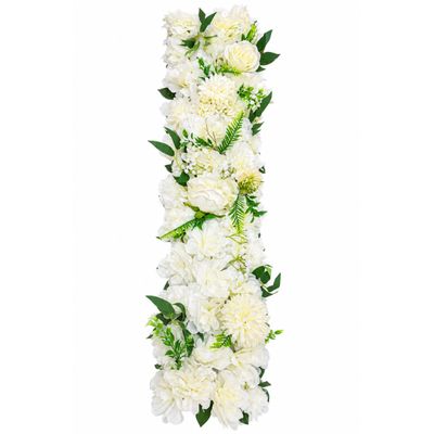Artificial Flower Panel – Ivory/Cream with Greenery, 9" H x 36" W