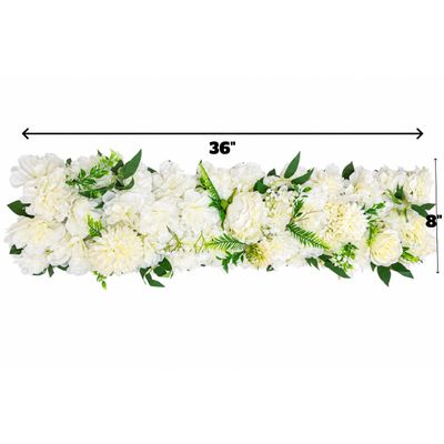 Artificial Flower Panel – Ivory/Cream with Greenery, 9" H x 36" W