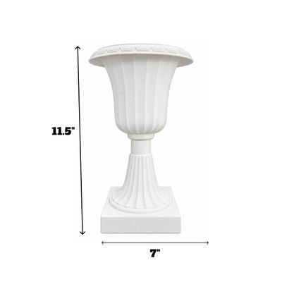 White Plastic Decorative Urn – 3-Piece Assembly, 7" W x 11.5" H