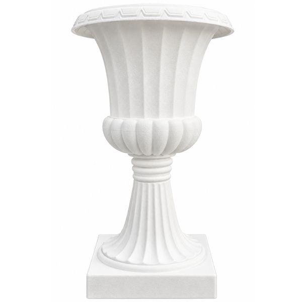 White Plastic Decorative Urn – 3-Piece Assembly, 7" W x 11.5" H